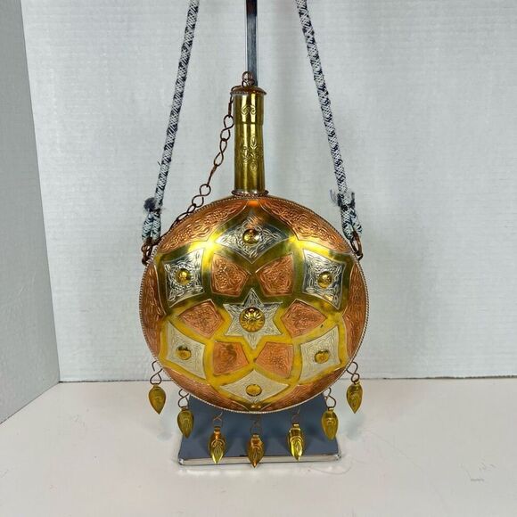 VTG Moroccan Islamic Cantinplora Water Snuffs Bottle Powder Flask Copper Brass - Picture 3 of 13